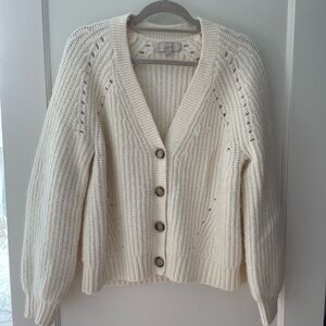 LOFT Cream Button-Up Women's Sweater